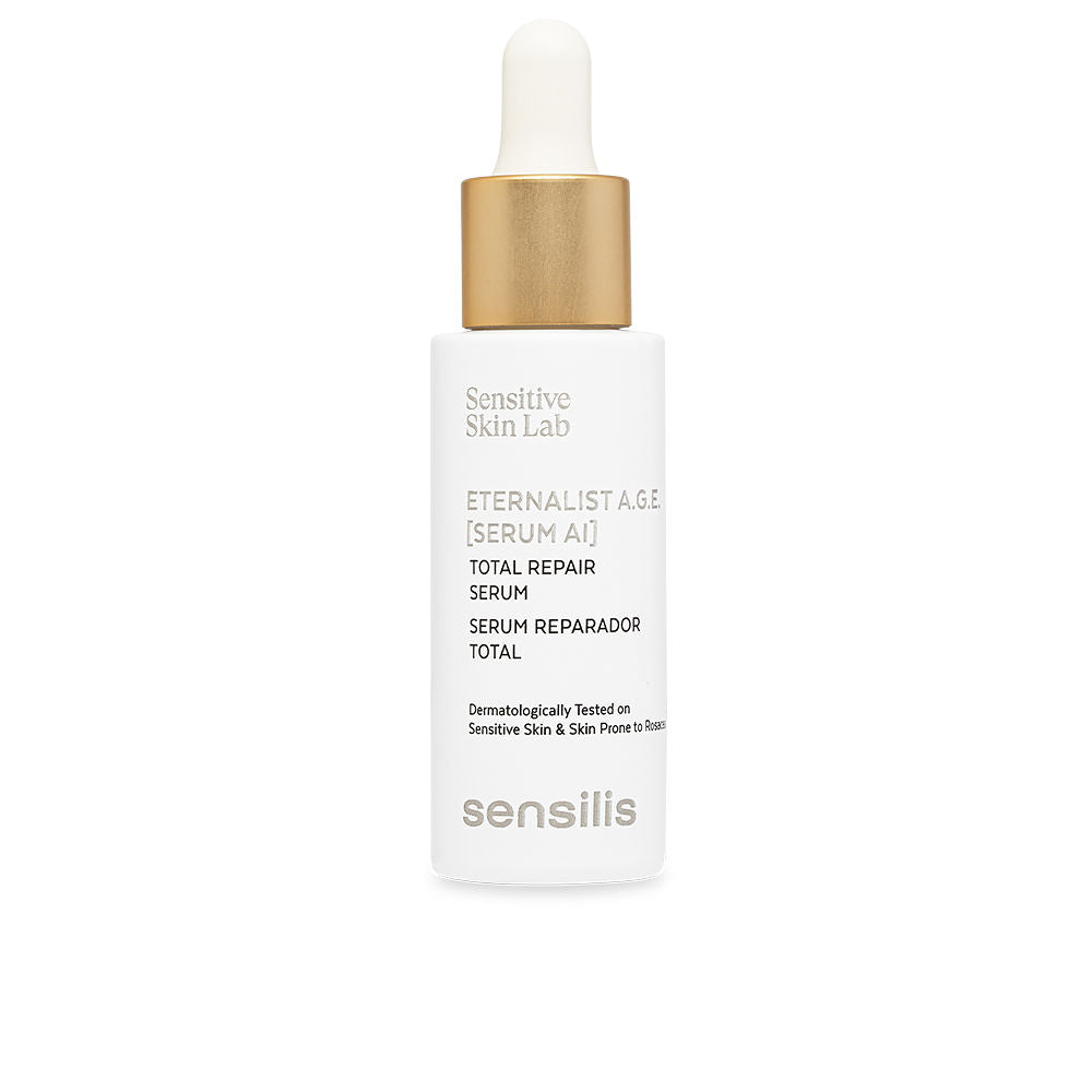30 ml glass bottle of hydrating peptide serum with light oil texture