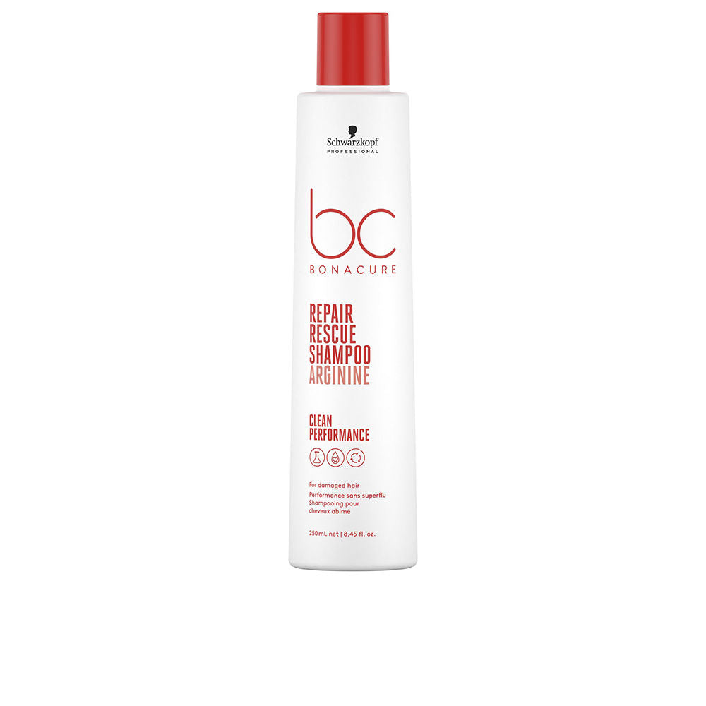 250 ml translucent shampoo bottle, Repair Rescue label, Unisex hair care