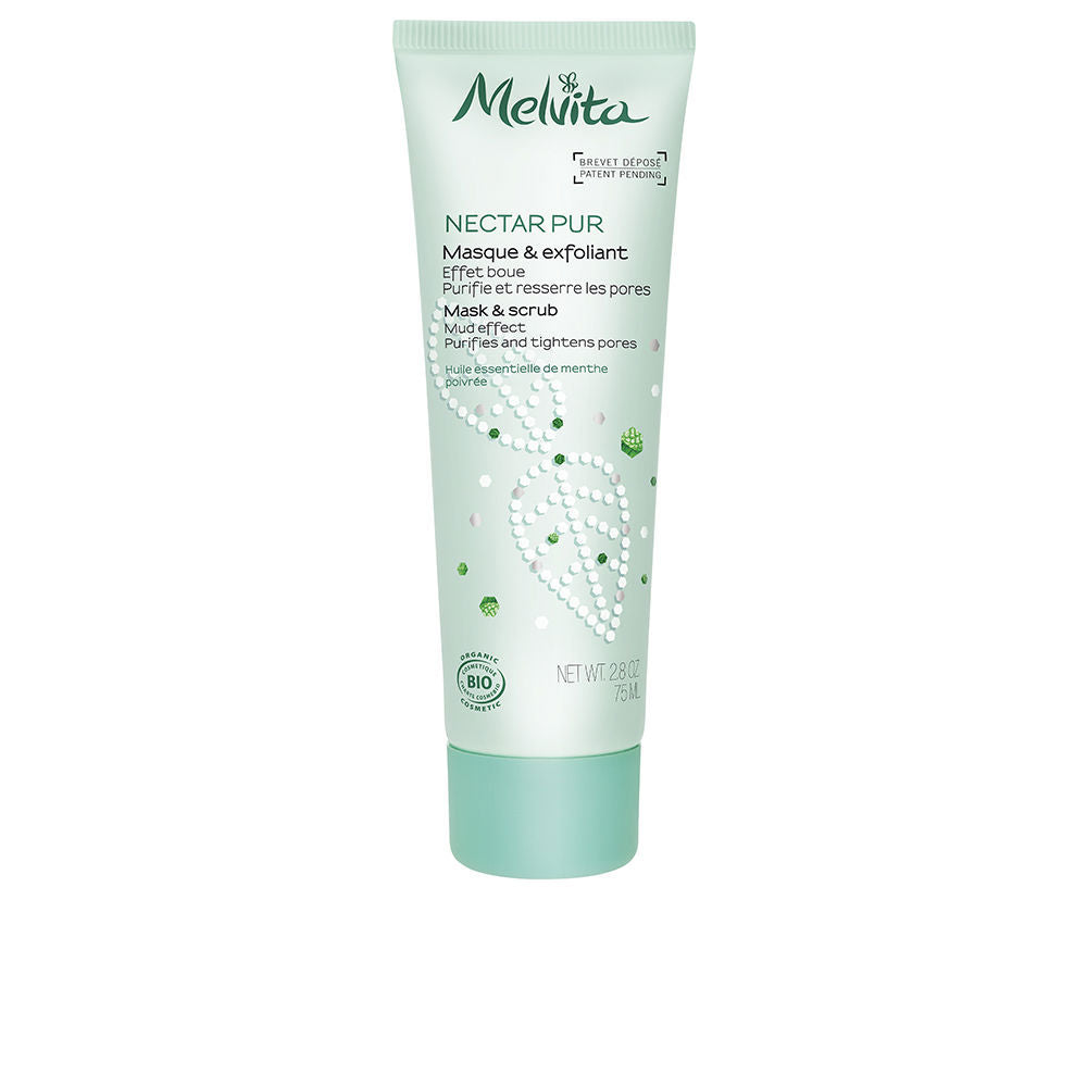 75 ml tube of mint-coloured purifying mask and exfoliant for combination to oily skin