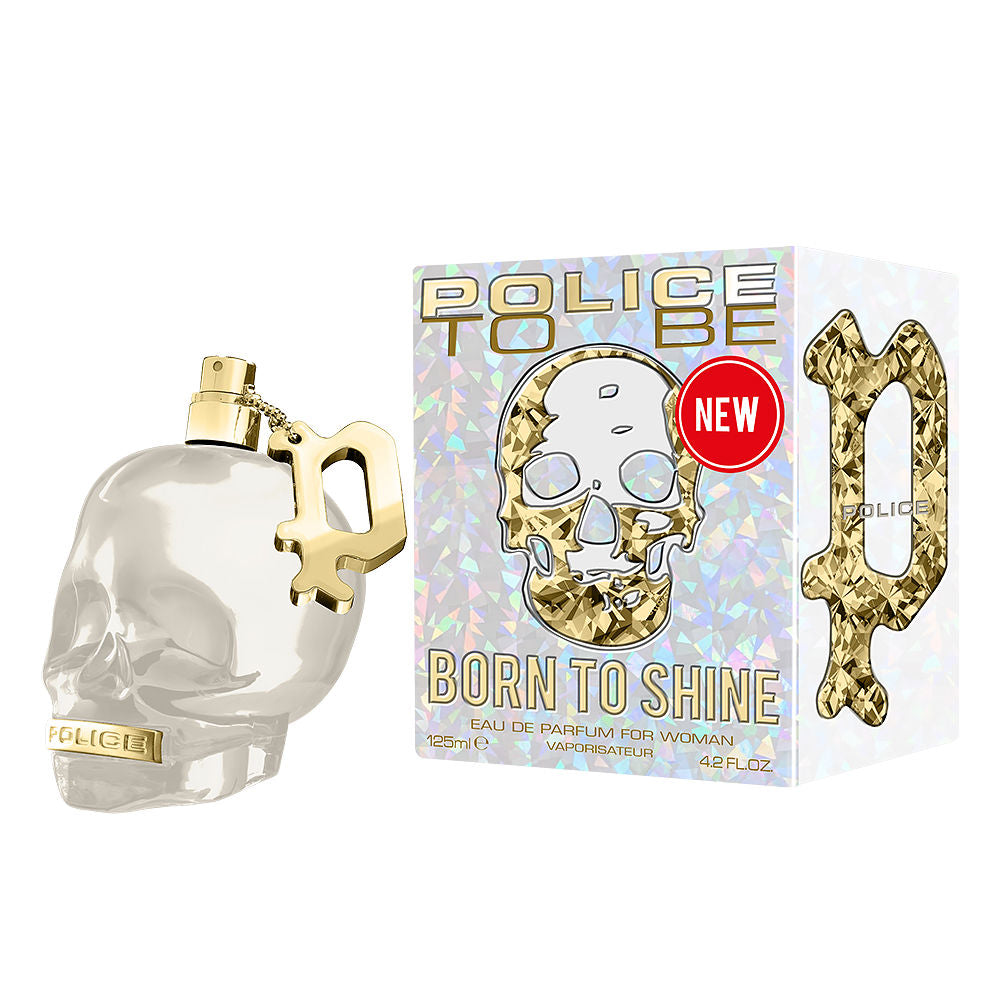 Pearlescent white perfume bottle with gold accents, 125 ml, gourmand floral notes