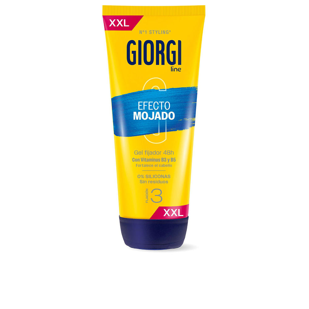 240 ml tube of glossy wet-look styling gel, clear gel texture, unisex