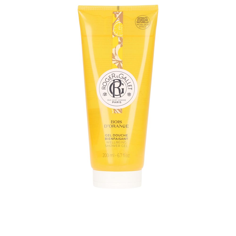 200 ml Bois d'Orange citrus shower gel bottle, unisex, orange-hued gel