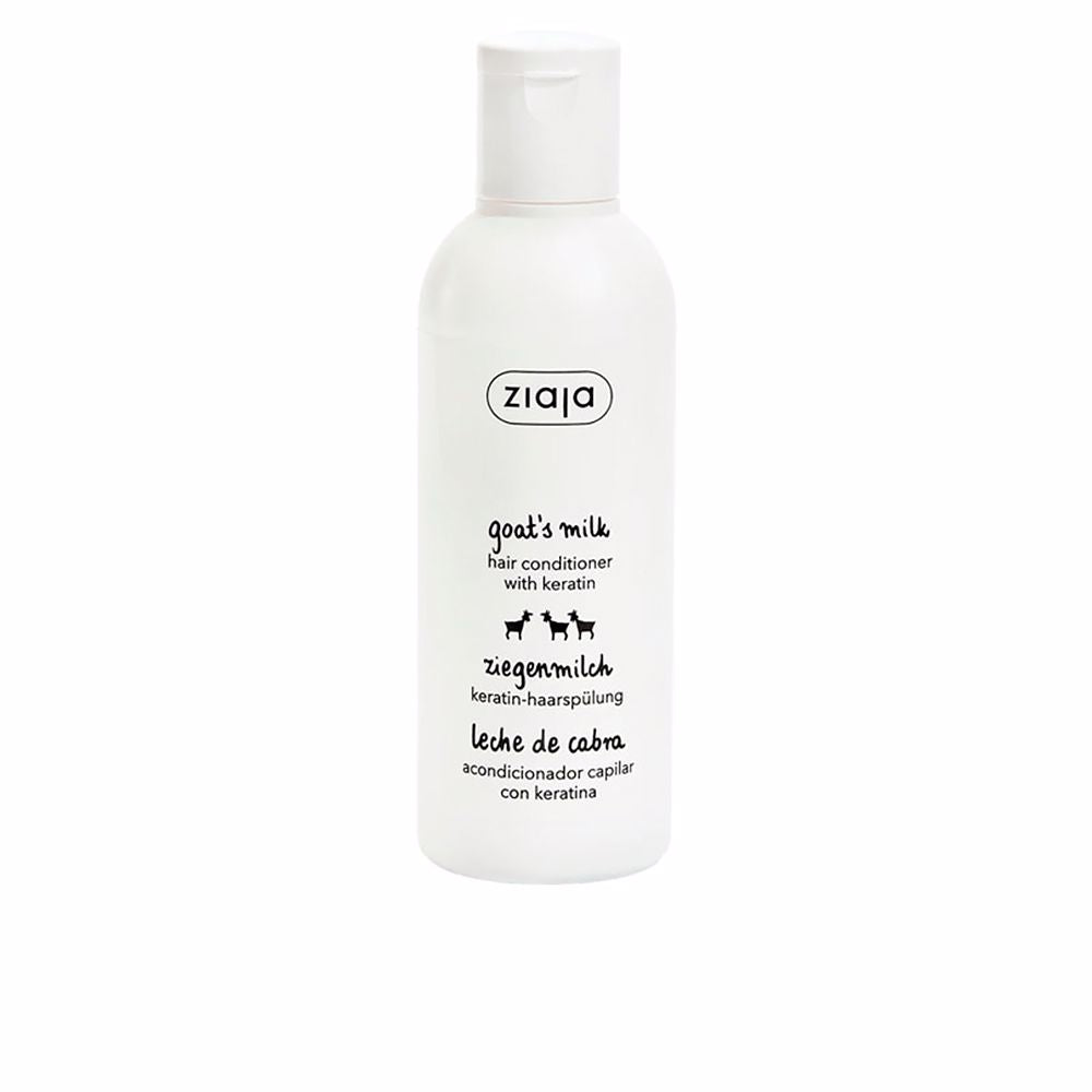 200 ml tube of goat milk and keratin conditioner, white packaging, for dry damaged hair