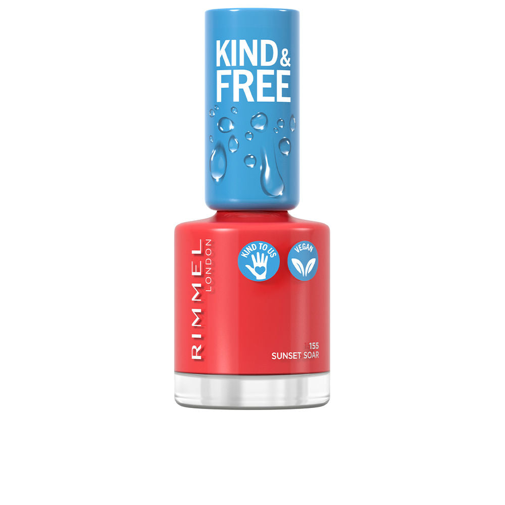 8 ml coral-rose nail polish bottle, Sunset Soar 155, slim brush