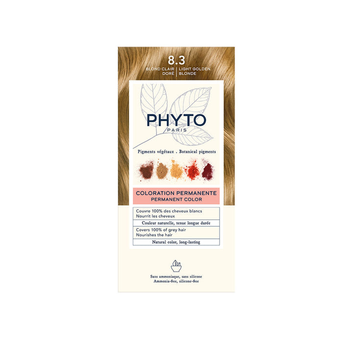 Tube of 8.3 light golden blonde permanent hair colour gel, 4-unit box