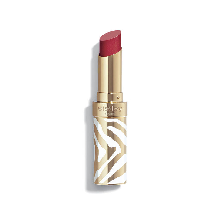 Refillable sheer cherry glossy lipstick in white-and-gold zebra tube, 3.4 g, Unisex