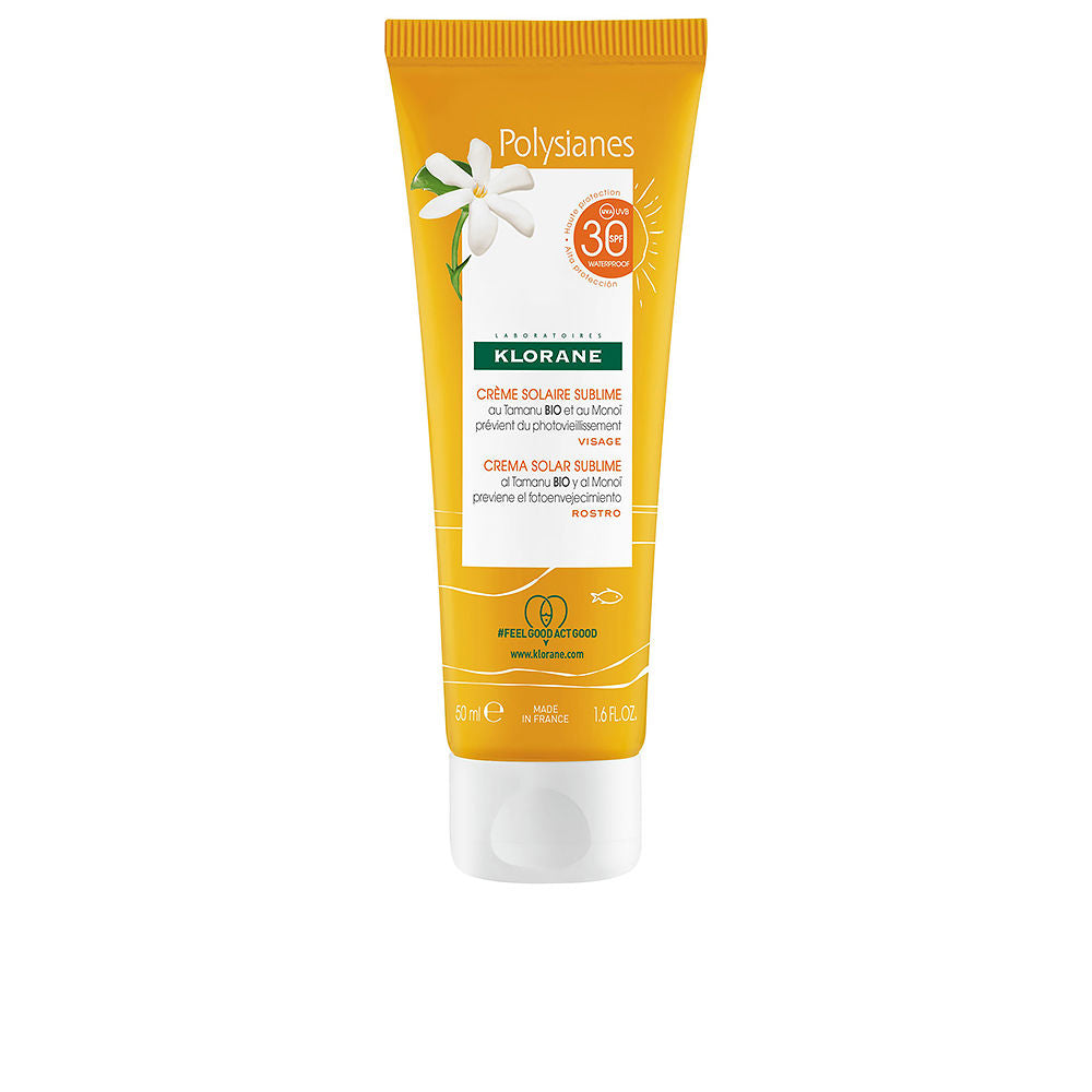 50 ml tube of facial sunscreen cream with monoï and tamanu, SPF 30, luminous finish