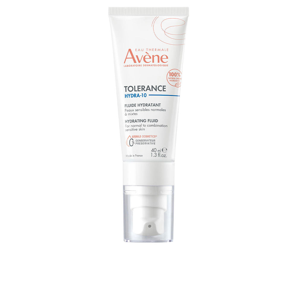 Tube of Avène Tolerance Hydra-10 baby moisturizing fluid with sterile dispenser