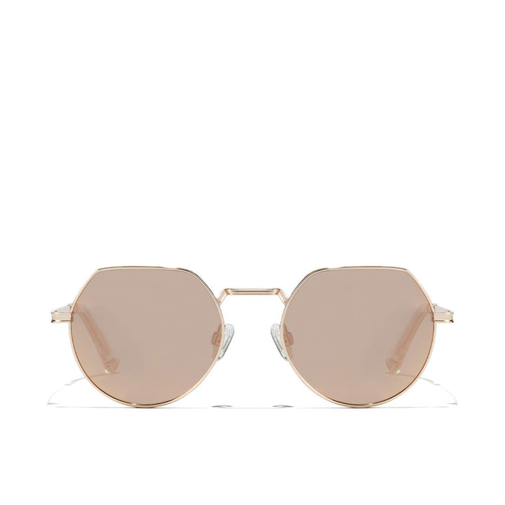 Rose‑gold round polarized sunglasses with fluted bridge and mirrored lenses, Unisex