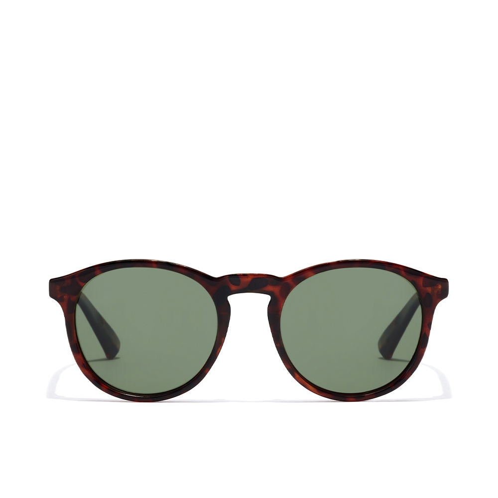 Round acetate Unisex sunglasses with habana frame and green polarised lenses