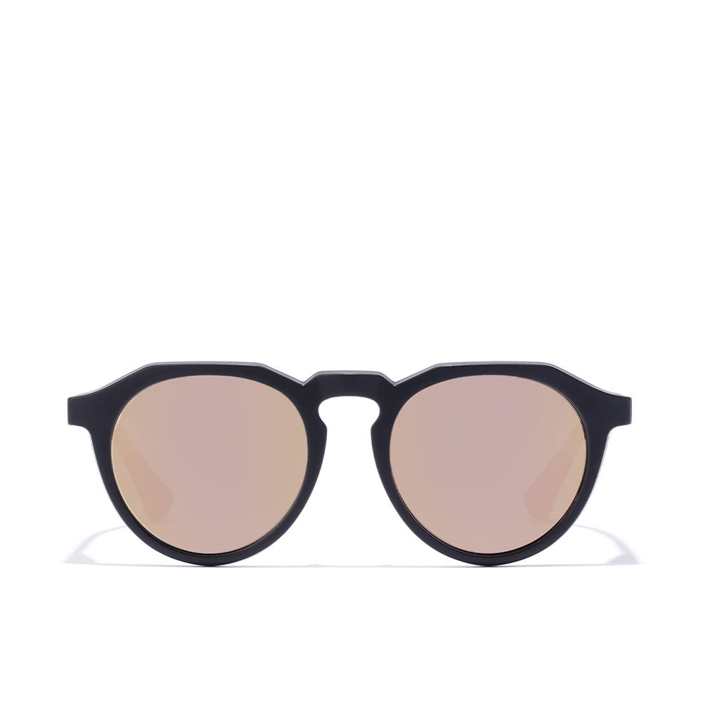 Black round nylon sunglasses with polarised lenses, 52 mm lenses, Unisex