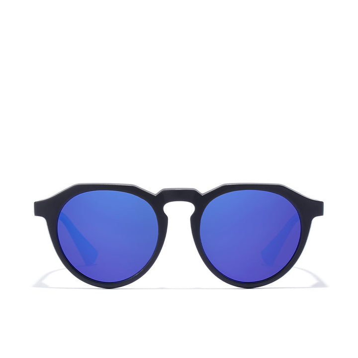 Unisex round black nylon sunglasses with polarised lenses, 52 mm diameter