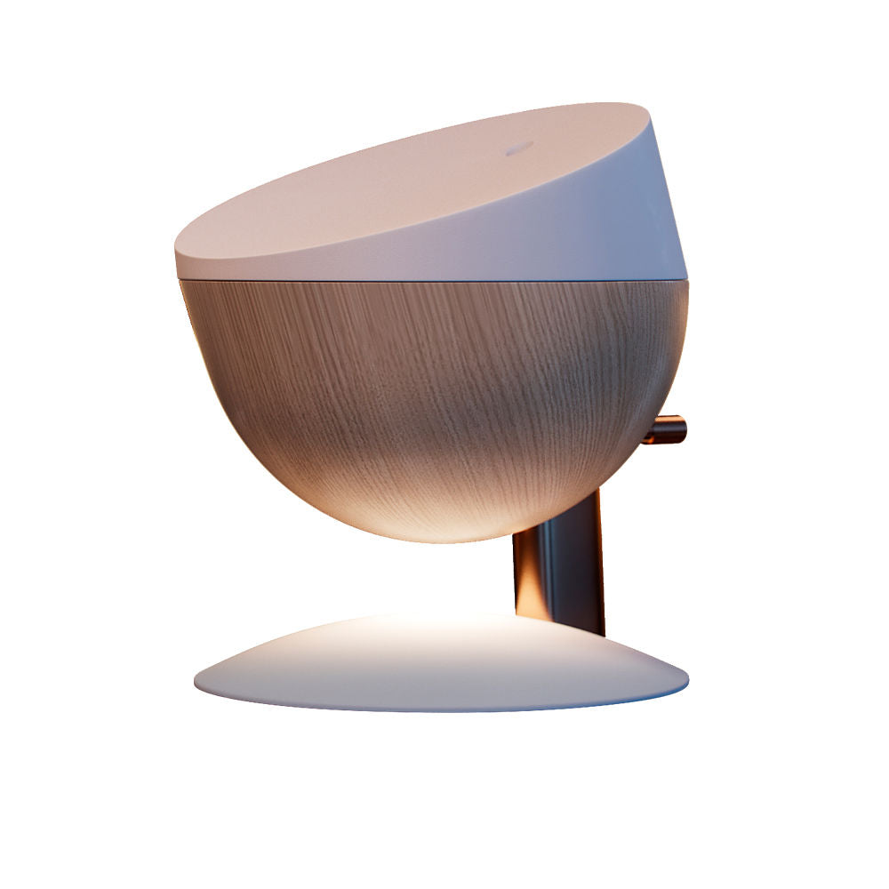 Compact white ultrasonic diffuser with soft LED glow, tabletop model, European plug