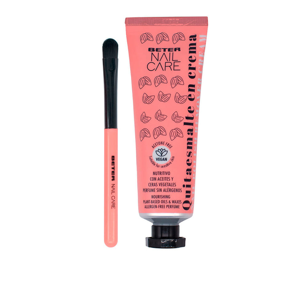 50 ml tube of cream nail polish remover with flat nylon brush, wax-and-oil formula