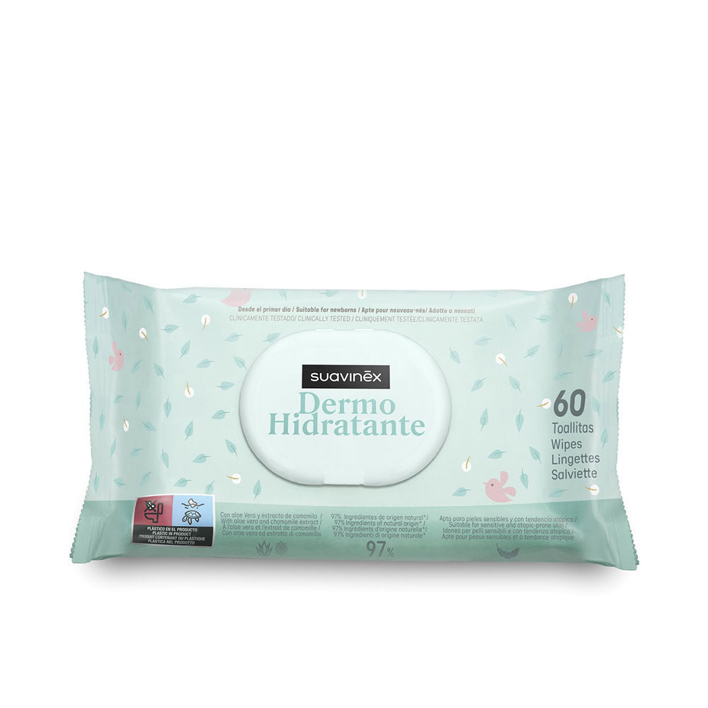 Pack of 72 dermohydrating baby wipes with Aloe Vera, biobased plastic pack