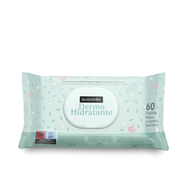 Pack of 72 dermohydrating baby wipes with Aloe Vera, biobased plastic pack