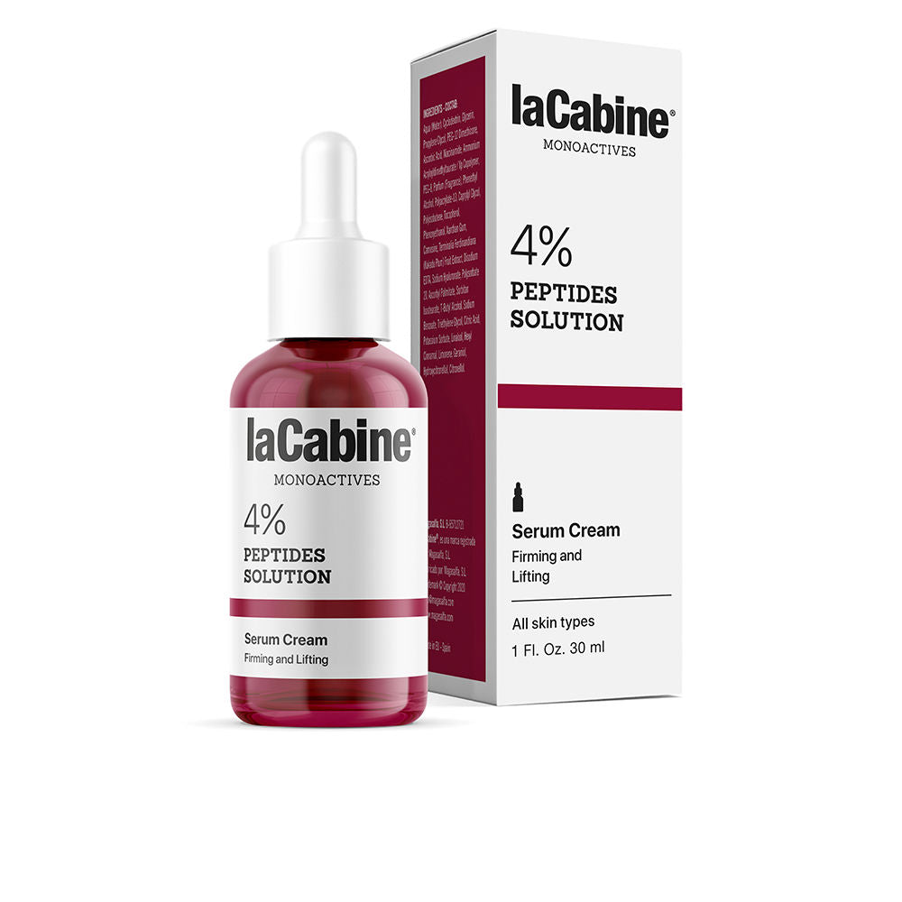 30 ml glass jar of peptide serum-cream, ivory texture, minimalist label