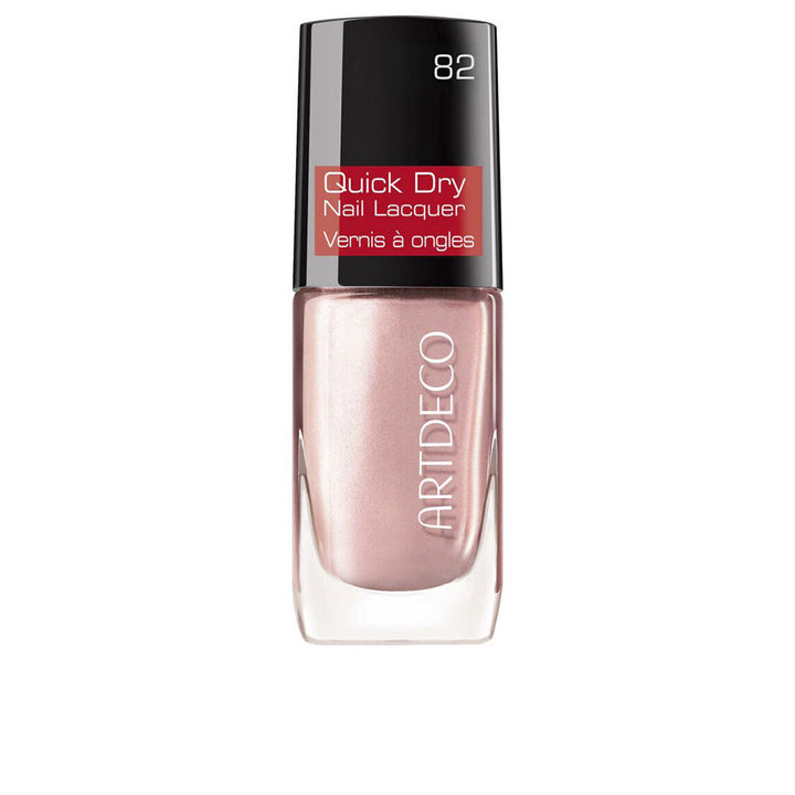 10 ml quick-dry nail polish bottle in delicate romance, glossy red-pink shade