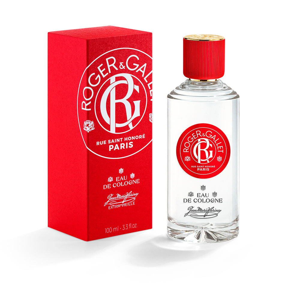 Clear 100 ml glass bottle of Jean Marie Farina citrus Eau de Cologne, Unisex