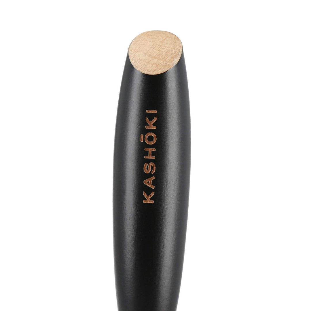 Wooden round hair brush with ceramic barrel and mixed boar‑nylon bristles