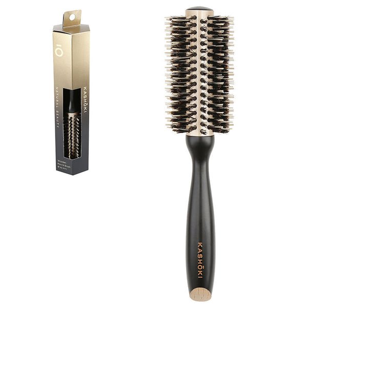 22 mm wooden round brush with ceramic barrel and boar/nylon bristles for Women