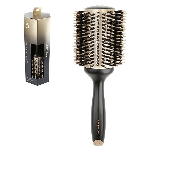 50 mm wooden round brush with ceramic barrel, mixed boar and nylon bristles