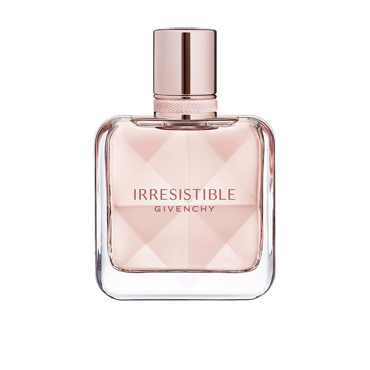Faceted crystal 125 ml refillable perfume bottle with pink ribbon, floral woody fragrance