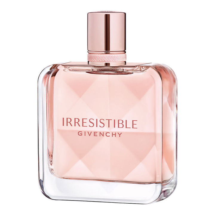 Faceted crystal 125 ml refillable perfume bottle with pink ribbon, floral woody fragrance