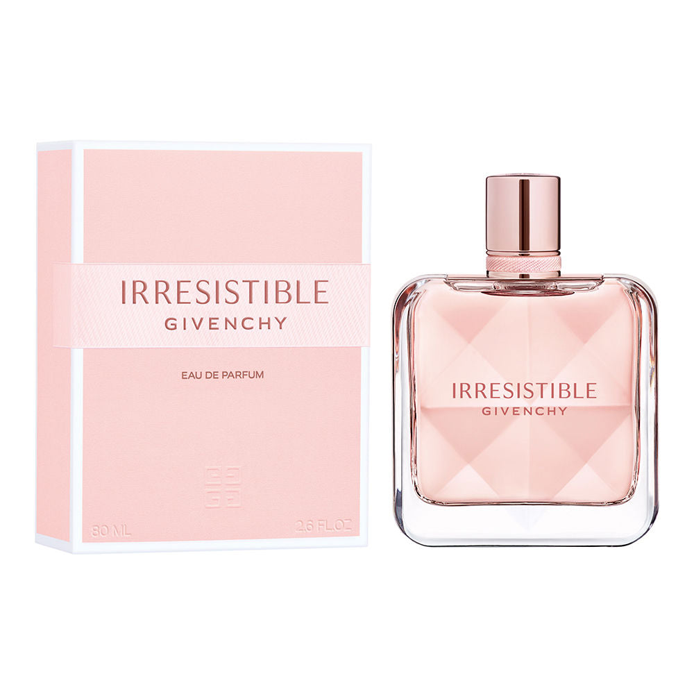 Faceted crystal 125 ml refillable perfume bottle with pink ribbon, floral woody fragrance