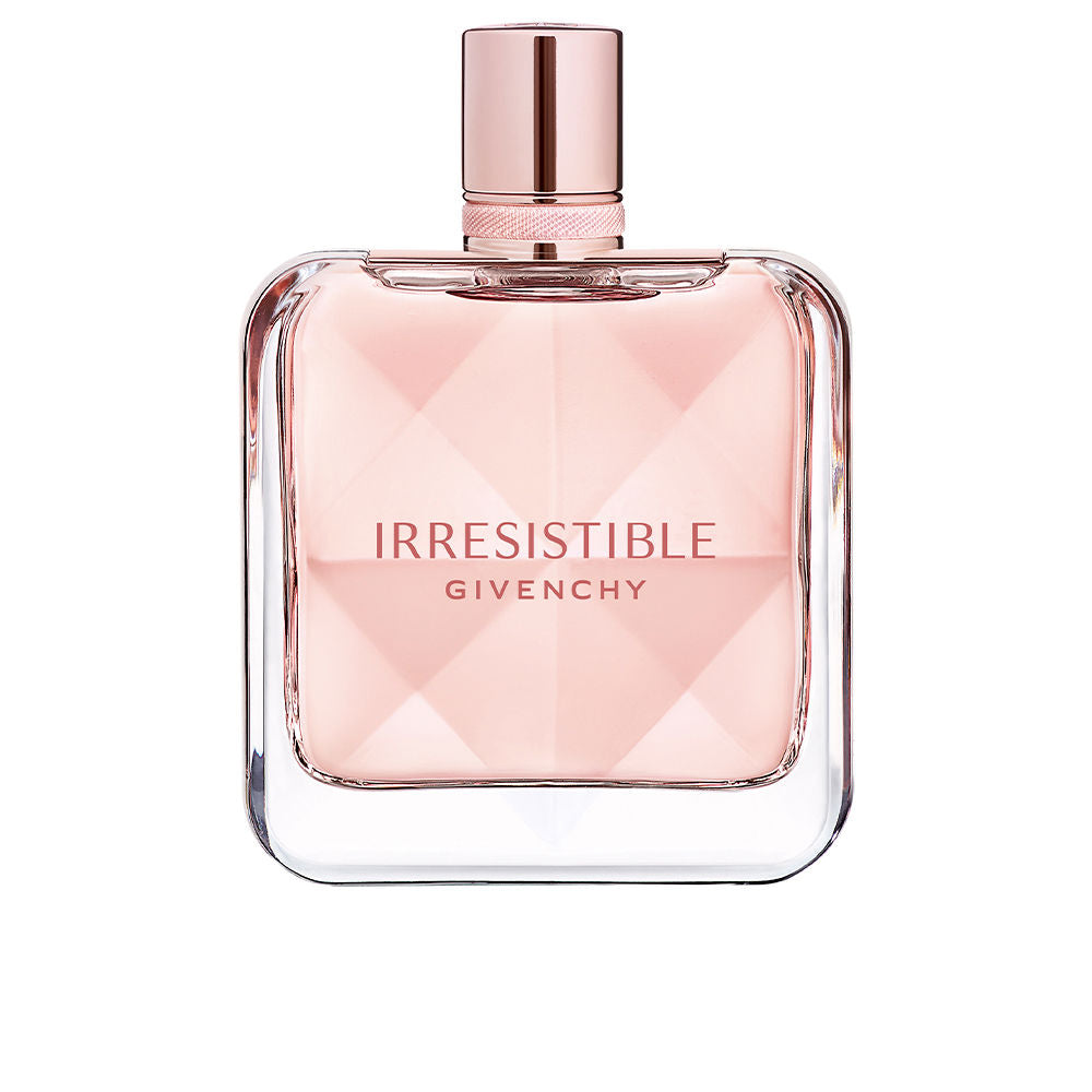 Faceted crystal 125 ml refillable perfume bottle with pink ribbon, floral woody fragrance