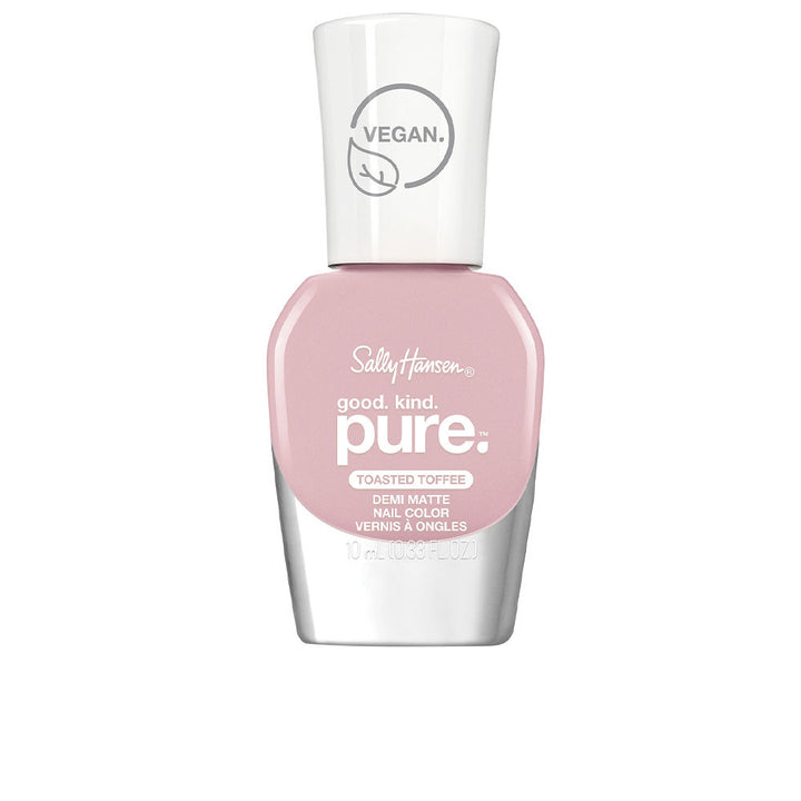 10 ml sheer toasted‑toffee demi‑matte nail polish bottle, neutral nude shade