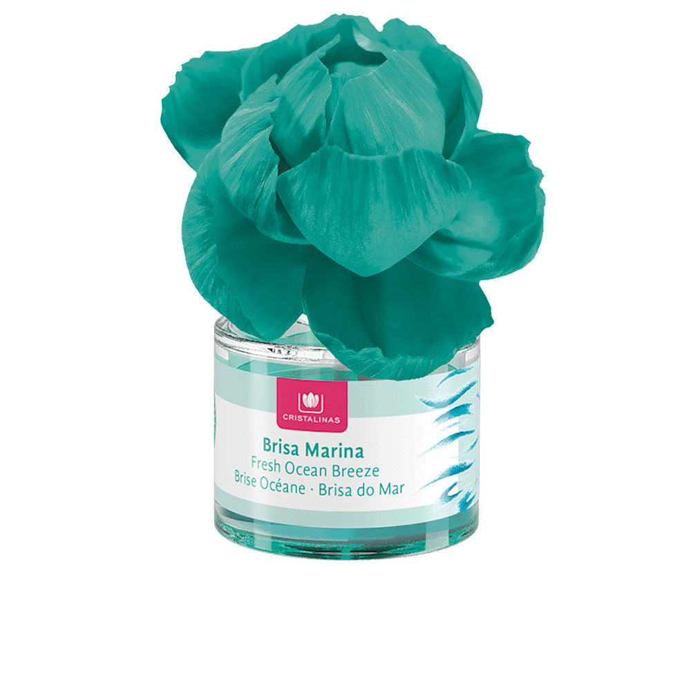Ceramic floral reed diffuser, 40 ml bottle, Brisa Marina scent, coastal blue tone