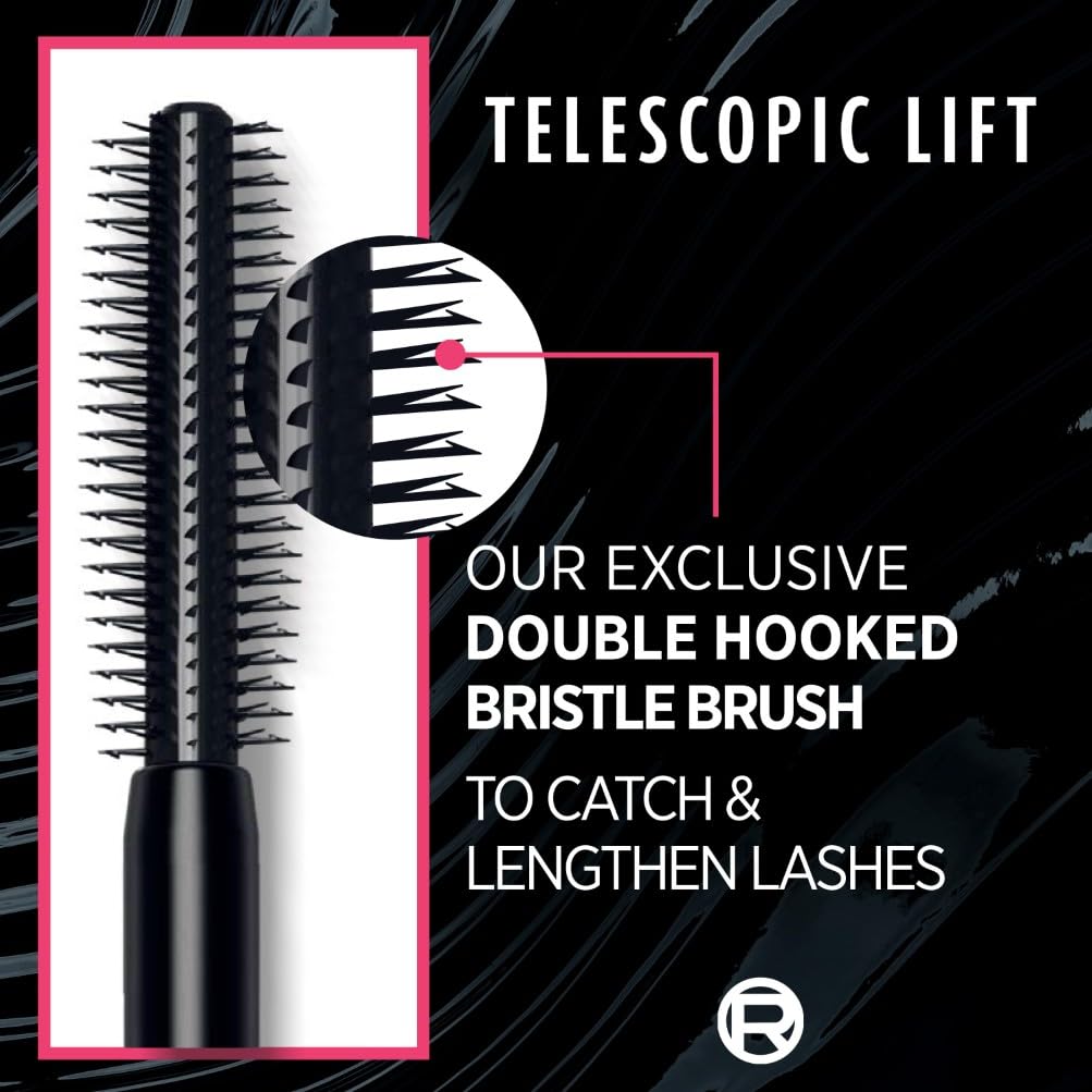 Tube of extra black lengthening mascara with tapered brush, 10 ml