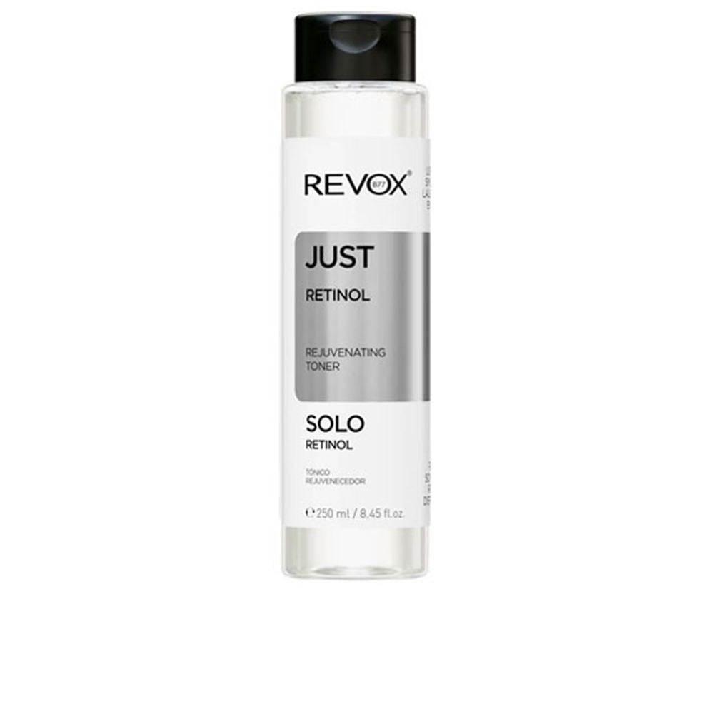 Clear 250 ml toner bottle with retinol formula for face and neck