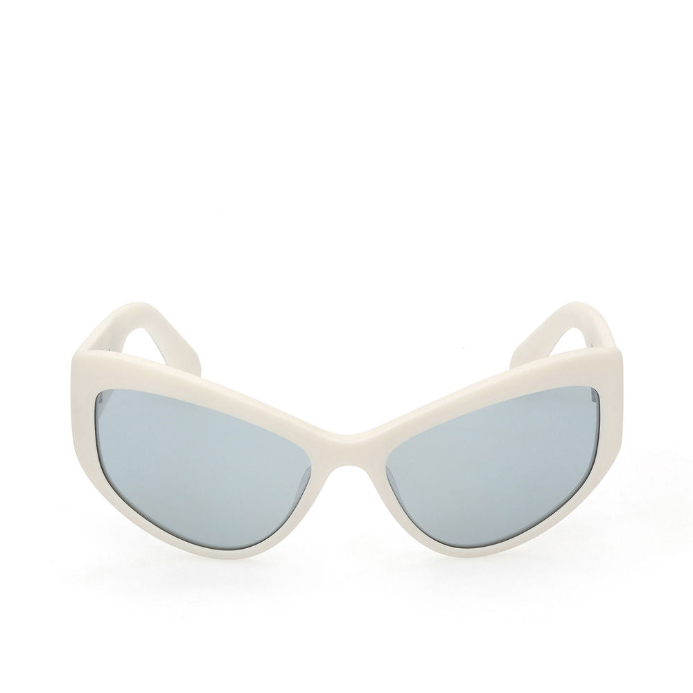 White butterfly-frame sunglasses with blue lenses, 57 mm lens, 135 mm temples