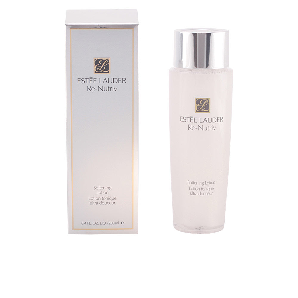 250 ml glass bottle of softening facial lotion with gold pearl particles