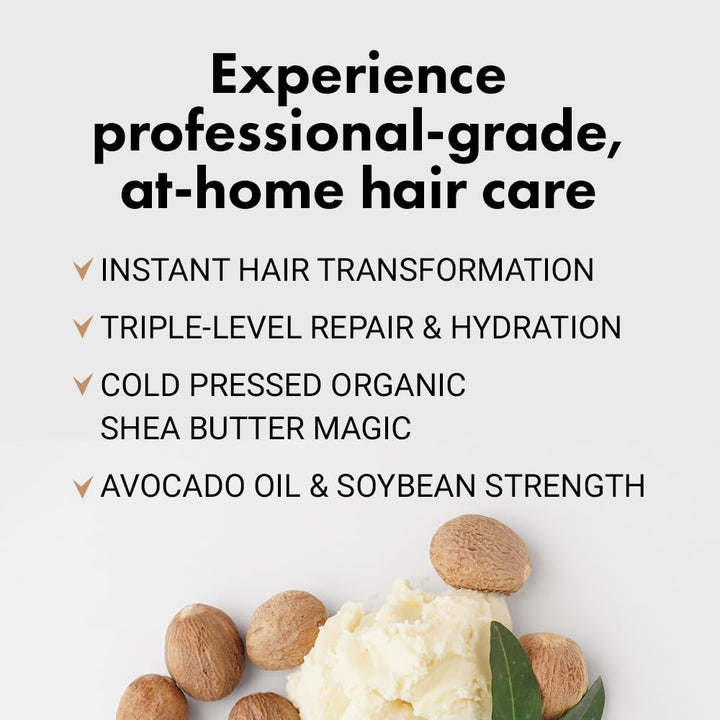 240 ml jar of shea and avocado hair treatment for damaged, coloured hair