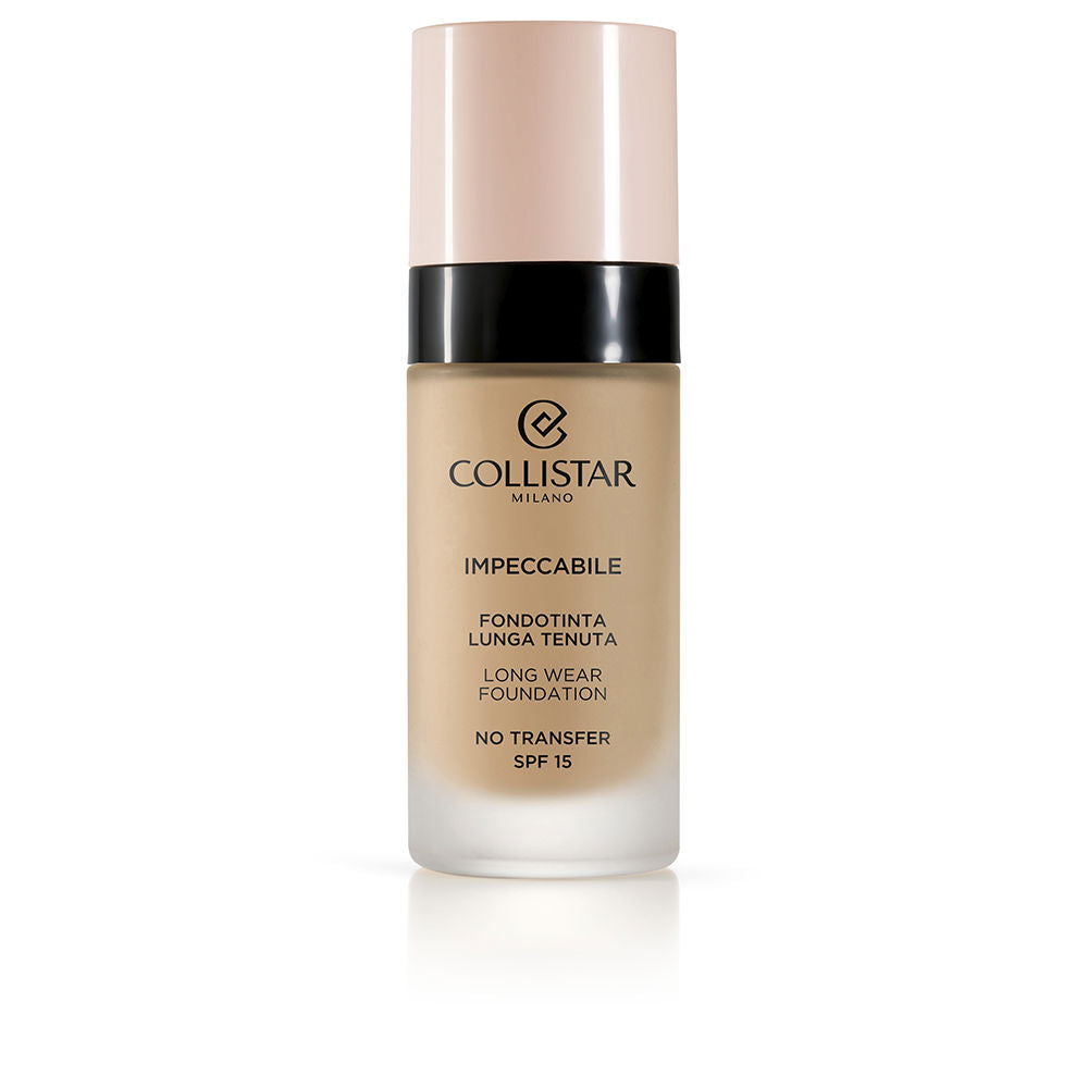 Glass tube of liquid foundation, 30 ml, lightweight matte finish, SPF 15