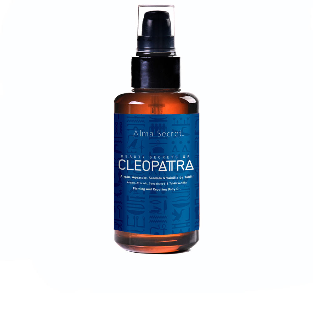Glass bottle of golden firming body oil with sandalwood and vanilla notes, 100 ml