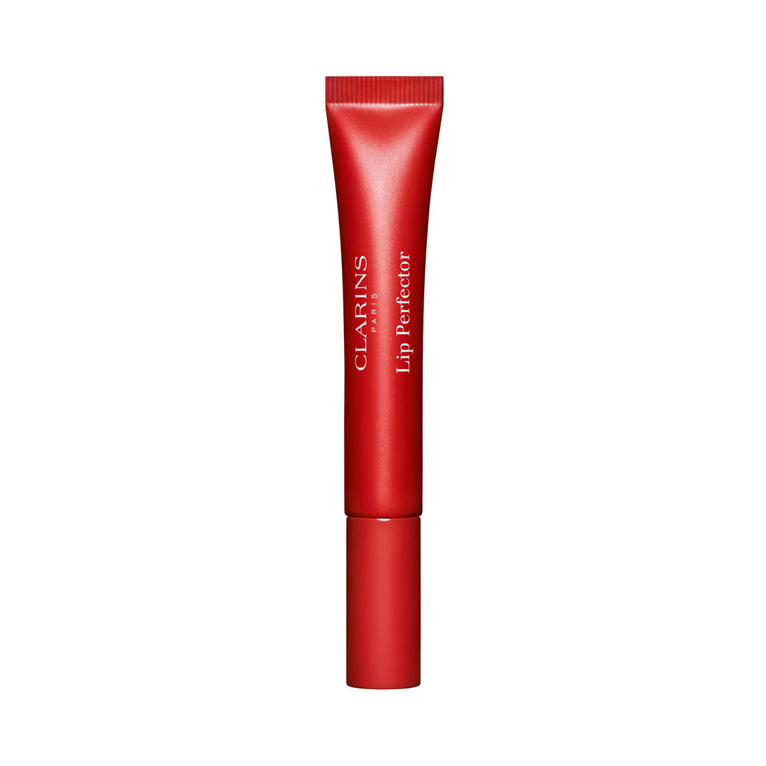 12 ml sheer pomegranate lip gloss tube with subtle shine, peptide-enhanced