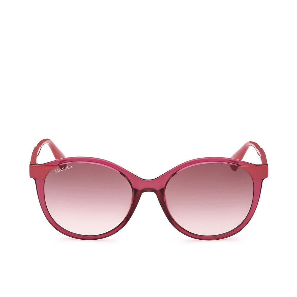 Round fuchsia acetate sunglasses with violet-gradient mirrored lenses, 55 mm