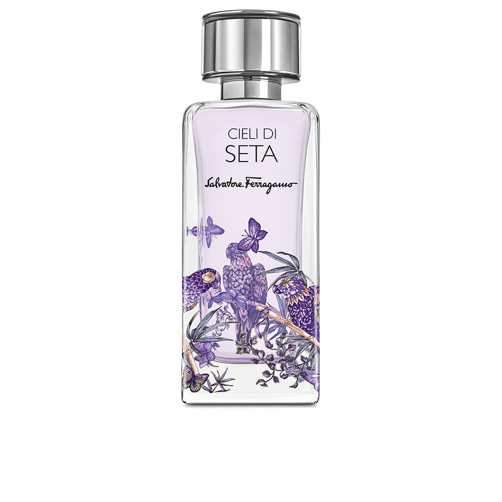Clear 100 ml perfume bottle, floral unisex fragrance with silk accord