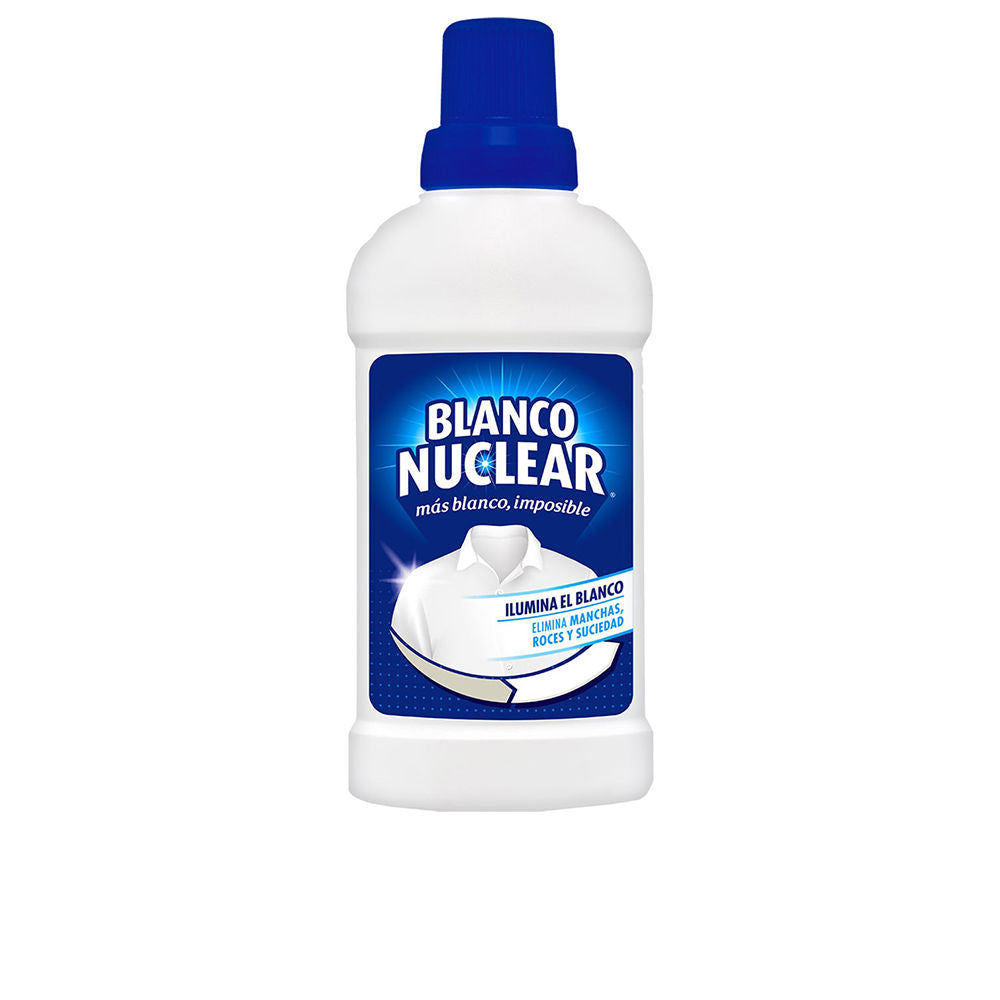 Bottle of Iberia Blanco Nuclear brightening laundry formula beside white linens
