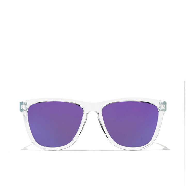 Transparent rectangular Unisex sunglasses with polarised lenses, nylon frame