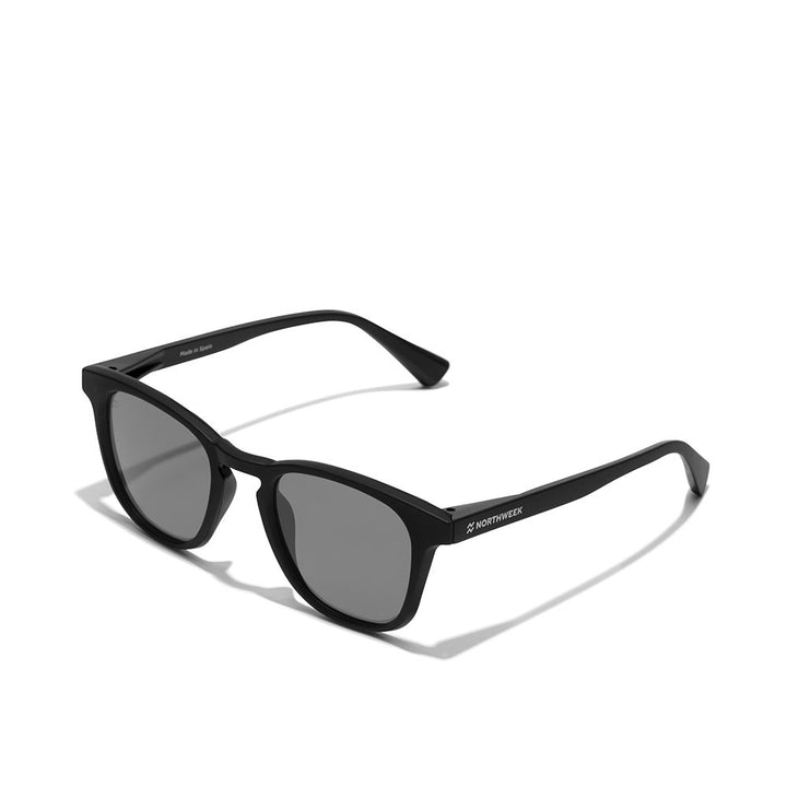 Black rectangular nylon sunglasses with polarised lenses, Unisex, 45 mm bridge