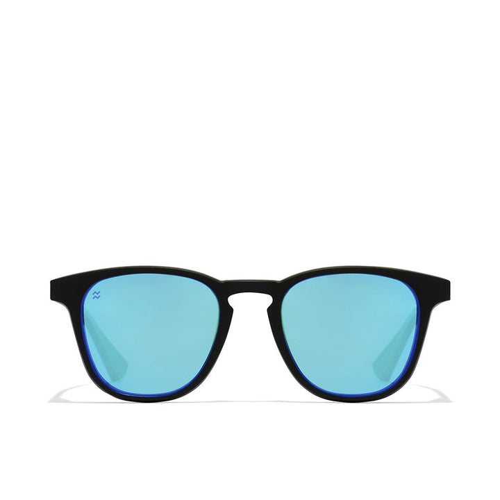 Black rectangular unisex sunglasses with polarised lenses, nylon frame