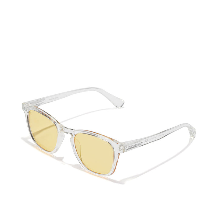 Transparent yellow rectangular nylon sunglasses with polarised lenses, Unisex