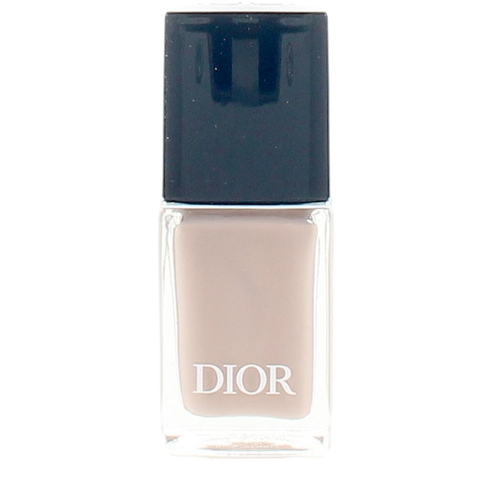 10 ml grey nail lacquer bottle with flat precision brush, glossy gel-effect finish