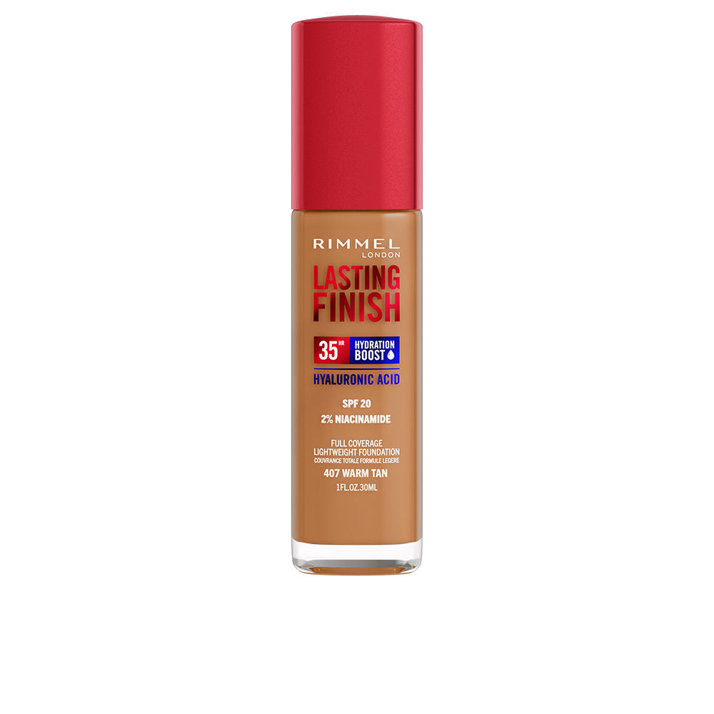 30 ml pump foundation bottle in Warm Tan shade, hydrating longwear finish