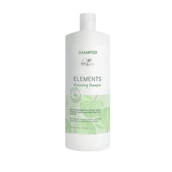 Tall 1000 ml recycled plastic shampoo bottle, sulphate-free renewal label